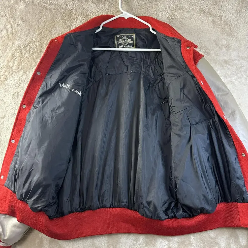 Vintage Holloway Varsity Jacket Mens XL Red Wool Mustangs Letterman P Patch